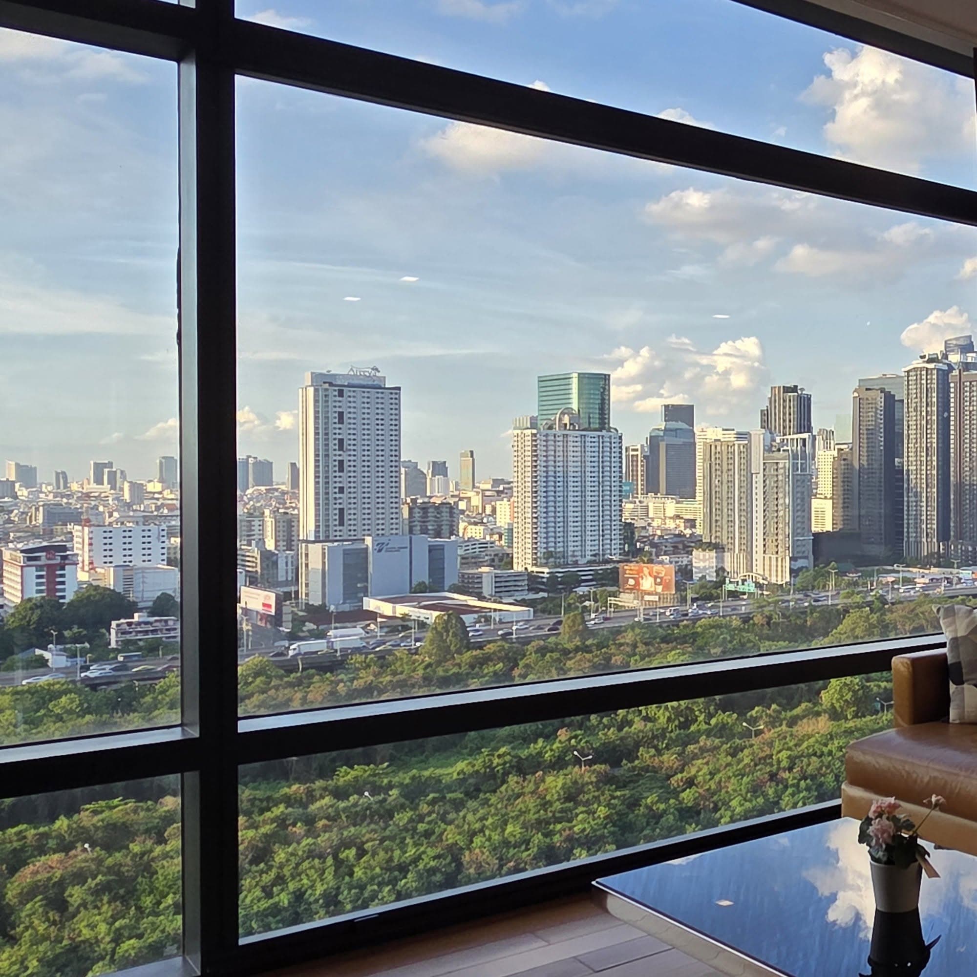 Circle Living Prototype Condominium · Approx. 90 sqm two-bedroom, two-bathroom home on floor 18 with panoramic park and sunset views near MRT Phetchaburi