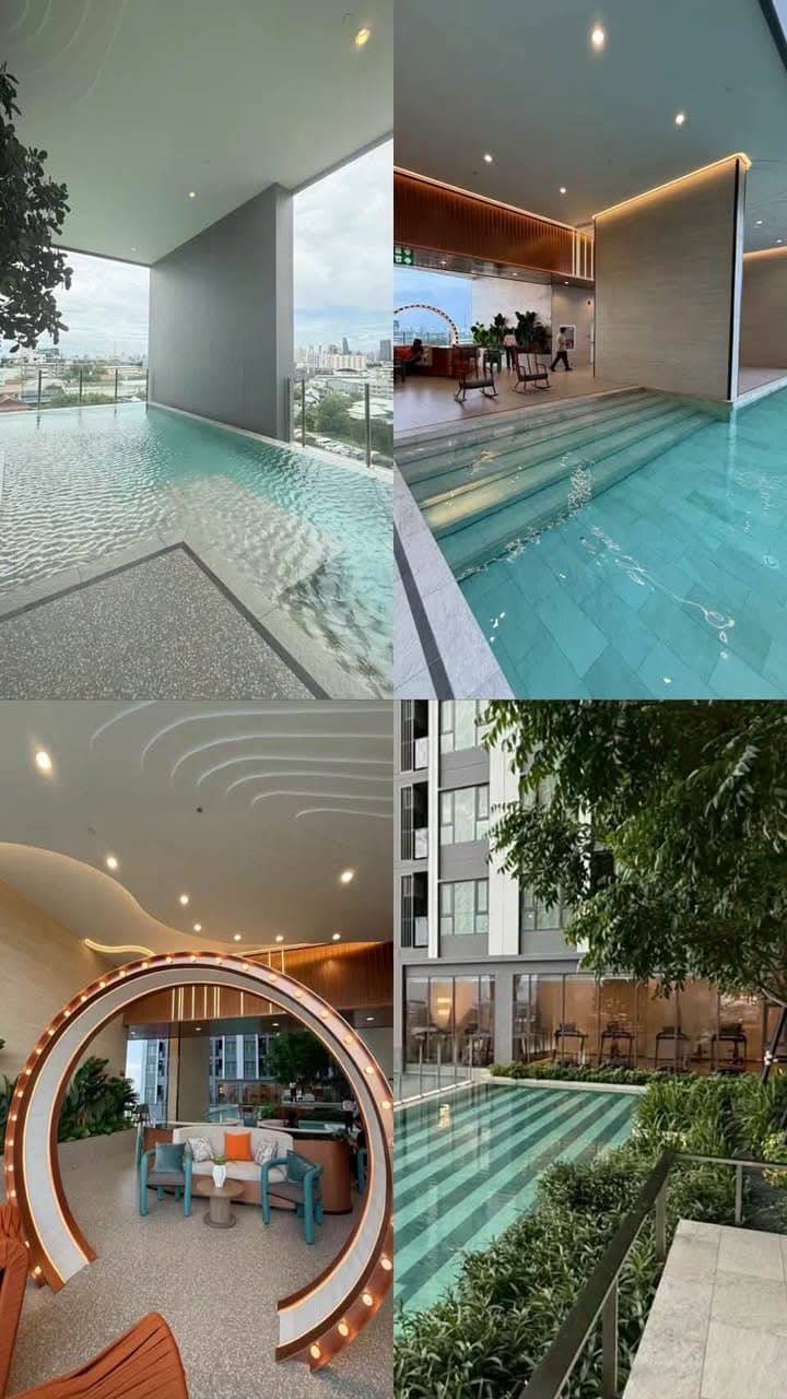 Aspire Sukhumvit-Rama 4 · ၉ လွှာ ၂၇ စတုရန်းမီတာ ပရိဘောဂစုံ ထောင့်စတူဒီယို၊ ရေကူးကန်နှင့် မြို့မြင်ကွင်း၊ BTS ဖရာခနောင်းအနီး